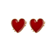 Load image into Gallery viewer, New Design Red Heart Stud Earring Women Metal Gold Color Eye Heart Lips Wedding Statement Earrings Fashion Party Jewelry