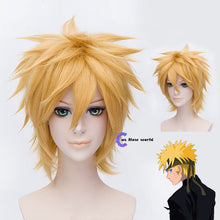 Load image into Gallery viewer, New Uzumaki Wigs Golden Short Fluffy Shaggy Layered Heat Resistant Synthetic Hair Cosplay Costume Wig + Wig Cap