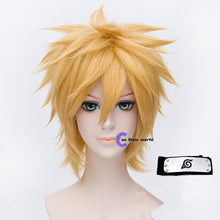 Load image into Gallery viewer, New Uzumaki Wigs Golden Short Fluffy Shaggy Layered Heat Resistant Synthetic Hair Cosplay Costume Wig + Wig Cap