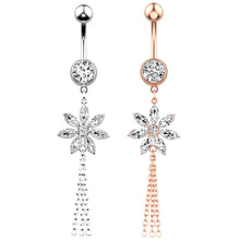 Load image into Gallery viewer, Exquisite Flower Chain Zircon Navel Ring Navel Stud Piercing Jewelry