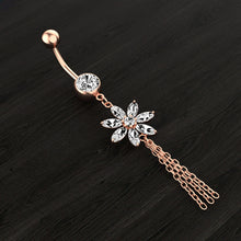 Load image into Gallery viewer, Exquisite Flower Chain Zircon Navel Ring Navel Stud Piercing Jewelry
