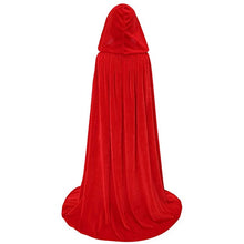 Load image into Gallery viewer, Halloween Costume Unisex Cosplay Death Cape Long Hooded Cloak Wizard Witch Medieval Cape S-XL Black White Red Coffee Blue