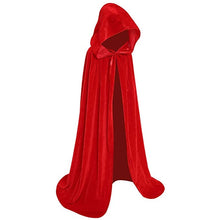 Load image into Gallery viewer, Halloween Costume Unisex Cosplay Death Cape Long Hooded Cloak Wizard Witch Medieval Cape S-XL Black White Red Coffee Blue
