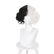 Load image into Gallery viewer, Cruella De Vil Kuila Wig Half Black Half White Small Short Curly Cosplay Wigs Prop