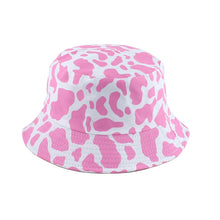 Load image into Gallery viewer, Fashion Korean Pink Cow Print Bucket Hat Women Reversible Fishing Cap Bob Chapeau Autumn Summer