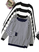 Load image into Gallery viewer, 2023 Autumn Winter Long Sleeve Striped Pullover Women Sweater Knitted Sweaters O-Neck Tops Korean Pull Femme Jumper