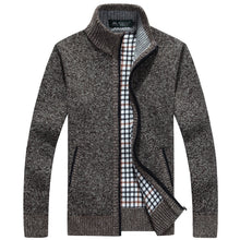 Load image into Gallery viewer, 2023 Autumn Winter Men's Sweater Coat Faux Fur Wool Sweater Jackets Men Zipper Knitted Thick Coat Warm Casual Knitwear Cardigan