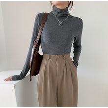 Load image into Gallery viewer, 2023 Spring Autumn Women Pullover Female Knitted Sweaters Solid Concise Turtleneck Elasticity Elegant Office Lady Casual Tops