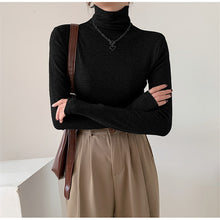 Load image into Gallery viewer, 2023 Spring Autumn Women Pullover Female Knitted Sweaters Solid Concise Turtleneck Elasticity Elegant Office Lady Casual Tops
