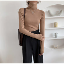 Load image into Gallery viewer, 2023 Spring Autumn Women Pullover Female Knitted Sweaters Solid Concise Turtleneck Elasticity Elegant Office Lady Casual Tops