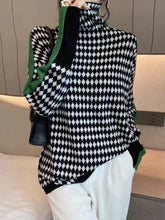 Load image into Gallery viewer, 2023 Winter Women's Turtleneck Sweater Warm Pullover Commuter Elegant Top Loose Casual Women's Top Retro Contrast Color