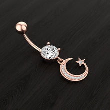 Load image into Gallery viewer, Moon XINGX Zircon Navel Ring Navel Stud Human Body Piercing Accessories