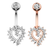 Load image into Gallery viewer, Zircon Heart-Shaped Belly Ring Navel Stud Human Body Piercing Accessories