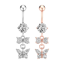 Load image into Gallery viewer, Bow Zircon Navel Ring Navel Stud Piercing Jewelry