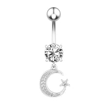 Load image into Gallery viewer, Moon XINGX Zircon Navel Ring Navel Stud Human Body Piercing Accessories