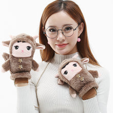 Load image into Gallery viewer, Cute Older Children and Students Korean Style Plush Lanyard Thickened Finger All-Inclusive Gloves