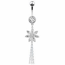 Load image into Gallery viewer, Exquisite Flower Chain Zircon Navel Ring Navel Stud Piercing Jewelry