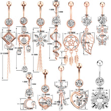 Load image into Gallery viewer, Zircon Heart-Shaped Belly Ring Navel Stud Human Body Piercing Accessories
