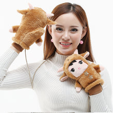 Load image into Gallery viewer, Cute Older Children and Students Korean Style Plush Lanyard Thickened Finger All-Inclusive Gloves