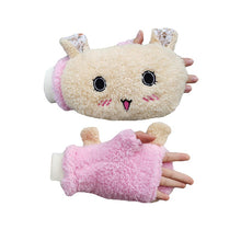 Load image into Gallery viewer, Winter Plush Fleece-Lined Thickened Cute Half-Finger Cotton Cold-Proof Touch Screen Gloves for Students