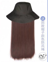 Load image into Gallery viewer, Bucket Hat Wig Female Net Red Big Wave Black Mid-Length Hair Hat Natural Wig Temperament Simulation Integrated Head Cover