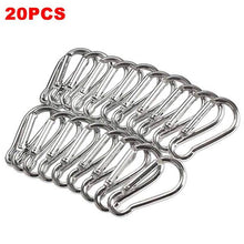 Load image into Gallery viewer, 20Pcs Mini Alloy Spring Carabiner Snap Hook Carabiner Clip Keychain EDC Survival Outdoor Camping Tools Silver Size 40*20*3.6mm