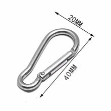 Load image into Gallery viewer, 20Pcs Mini Alloy Spring Carabiner Snap Hook Carabiner Clip Keychain EDC Survival Outdoor Camping Tools Silver Size 40*20*3.6mm