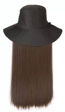 Load image into Gallery viewer, Bucket Hat Wig Female Net Red Big Wave Black Mid-Length Hair Hat Natural Wig Temperament Simulation Integrated Head Cover