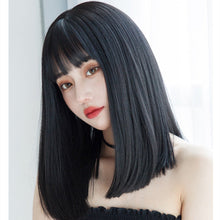 Load image into Gallery viewer, Lisa Same Cartoon Qi Bangs Black Median to Long Straight Hair Ruili Cute Fashion Whole Wig Full-Head Wig