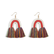 Load image into Gallery viewer, Tassel Bohemian Earrings Rainbow Hand-Woven Earrings Antique Retro Exaggerated and Personalized Earrings