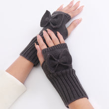 Load image into Gallery viewer, Autumn and Winter Women's Bow Cute Fashion Gloves Knitted Wool Keep Warm Half Finger Fingerless Gloves