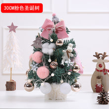 Load image into Gallery viewer, Korean Style Pink Mini Christmas Tree Set Desktop Christmas Tree Ornaments Led Gold 60cm Snow Tree Gift with Light