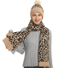 Load image into Gallery viewer, 2023 Winter Leopard Print Thickened Woolen Cap Outdoor Keep Warm Hat Scarf Gloves Three-Piece Set
