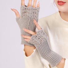 Load image into Gallery viewer, Korean Style Autumn and Winter New Girls' Fashionable All-Match Knitted Warm Half Finger Open Finger Gloves