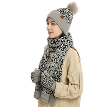 Load image into Gallery viewer, 2023 Winter Leopard Print Thickened Woolen Cap Outdoor Keep Warm Hat Scarf Gloves Three-Piece Set