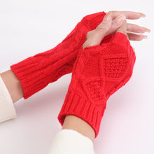 Load image into Gallery viewer, Wool Keep Warm Half Finger Open Finger Gloves Autumn and Winter Women's Short Rhombus Cute Fashion Gloves