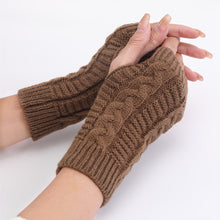 Load image into Gallery viewer, Twist Fashion Gloves Korean New Knitted Wool Keep Warm Half Finger Fingerless Gloves