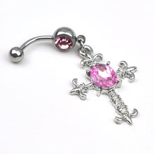 Load image into Gallery viewer, Puncture Belly Piercing Jewelry Diamond Cross Belly Ring Navel Stud