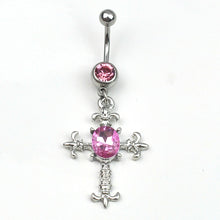 Load image into Gallery viewer, Puncture Belly Piercing Jewelry Diamond Cross Belly Ring Navel Stud