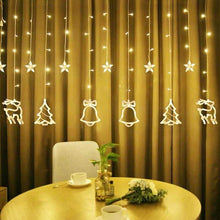 Load image into Gallery viewer, Curtain Light Christmas Holiday Room Ornamental Festoon Lamp Creative Deer Bell Christmas Tree Curtain Lighting Chain