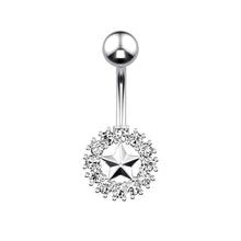 Load image into Gallery viewer, Five-Pointed Star round Zircon Navel Ring Navel Stud Human Body Piercing Accessories