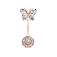 Load image into Gallery viewer, Upper Butterfly Lower round Zircon Navel Ring Navel Stud Human Body Piercing Accessories