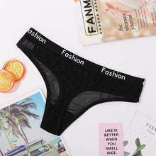 Load image into Gallery viewer, Women's Letter Lace Thong Sexy Temptation Ultra Thin Lace Mesh Sheer Panties Seamless Briefs