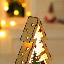 Load image into Gallery viewer, Christmas Decorations Christmas Tree Shape Wooden Small Night Lamp Luminous Small House Five-Pointed Star Christmas Ornament