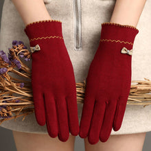 Load image into Gallery viewer, Rabbit Plush Double Flower Bud Butterfly Simple Elegant Women's Warm Touch Screen Clothing Gloves