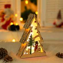 Load image into Gallery viewer, Christmas Decorations Christmas Tree Shape Wooden Small Night Lamp Luminous Small House Five-Pointed Star Christmas Ornament