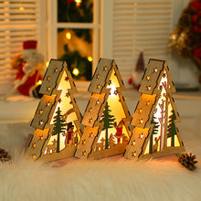 Load image into Gallery viewer, Christmas Decorations Christmas Tree Shape Wooden Small Night Lamp Luminous Small House Five-Pointed Star Christmas Ornament