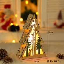 Load image into Gallery viewer, Christmas Decorations Christmas Tree Shape Wooden Small Night Lamp Luminous Small House Five-Pointed Star Christmas Ornament