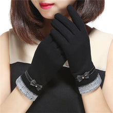 Load image into Gallery viewer, Autumn and Winter Women's Non-Inverted Velvet Touch Screen Warm Bow Slimming Gloves Finger Korean Style Gloves