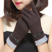 Load image into Gallery viewer, Autumn and Winter Women's Non-Inverted Velvet Touch Screen Warm Bow Slimming Gloves Finger Korean Style Gloves